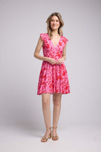 Robe Courte Sans Manche - Rose Rouge