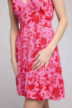 Robe Courte Sans Manche - Rose Rouge