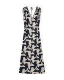 Vestido Largo Marino Estampado Pensee