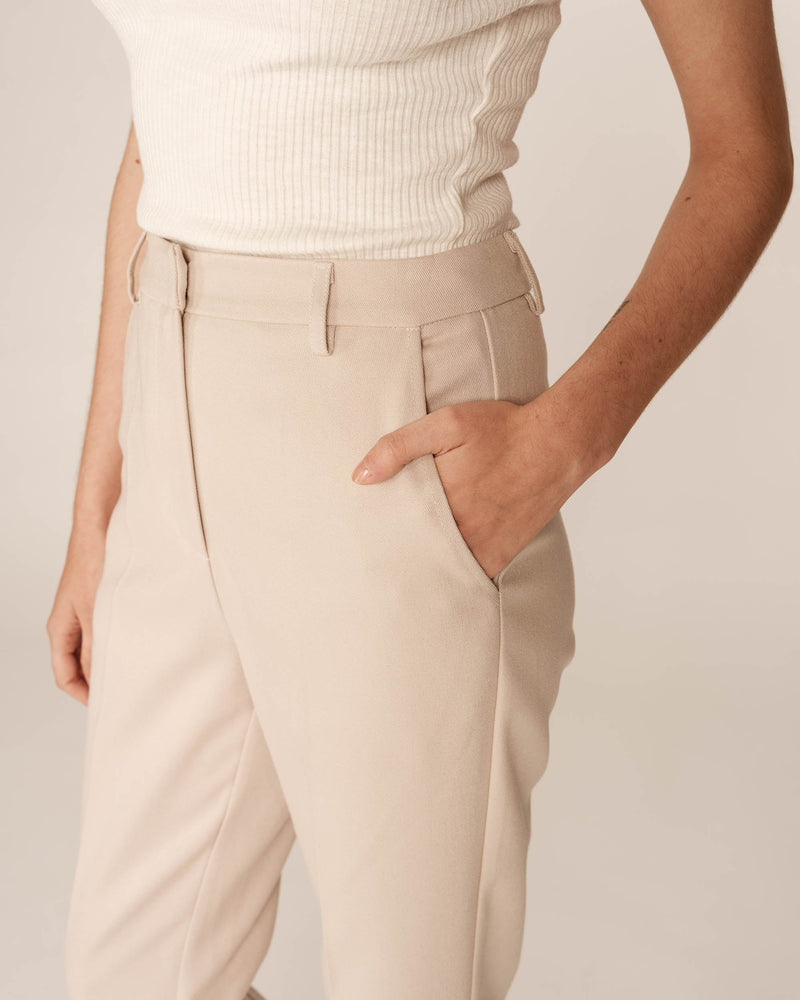 Beige Flare Suit Trousers People