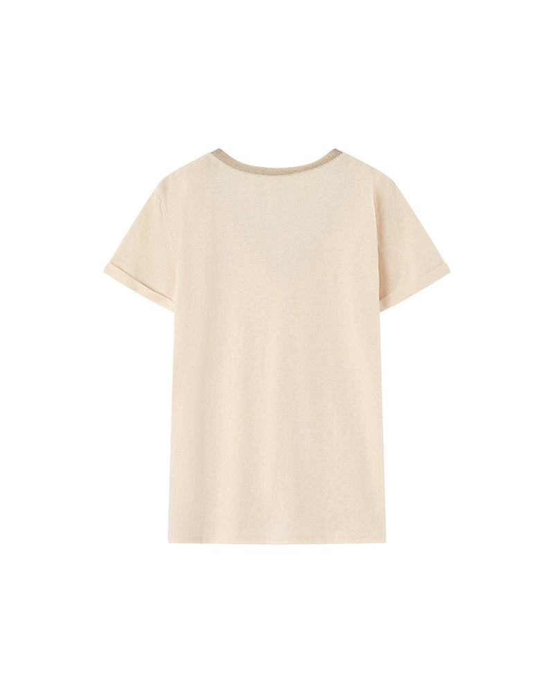Pepito Beige V-Neck Top