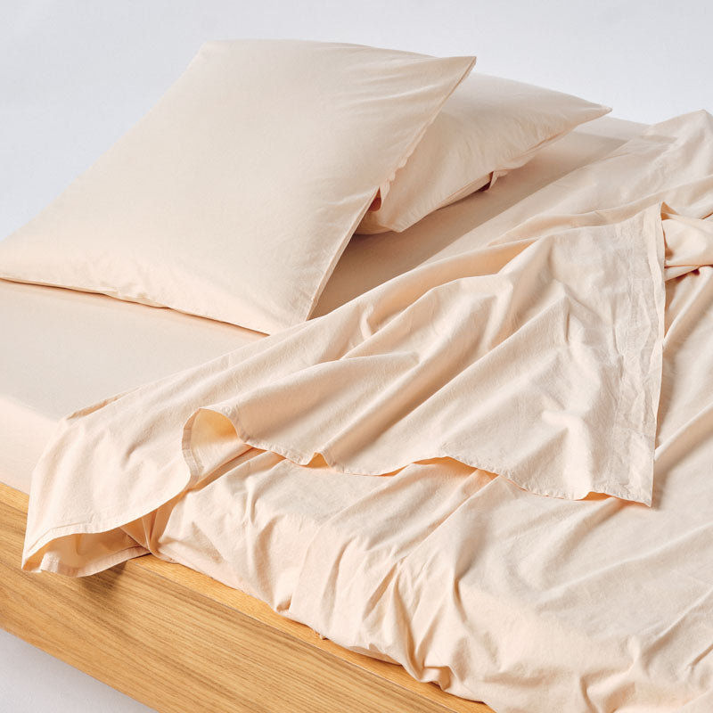 2 Fundas de Almohada - En Algodón Percal Lavado 300 Hilos - Amarillo Mimosa