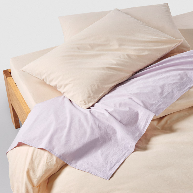 Housse De Couette En Percale De Coton Lavé 300 Fils - Jaune Mimosa