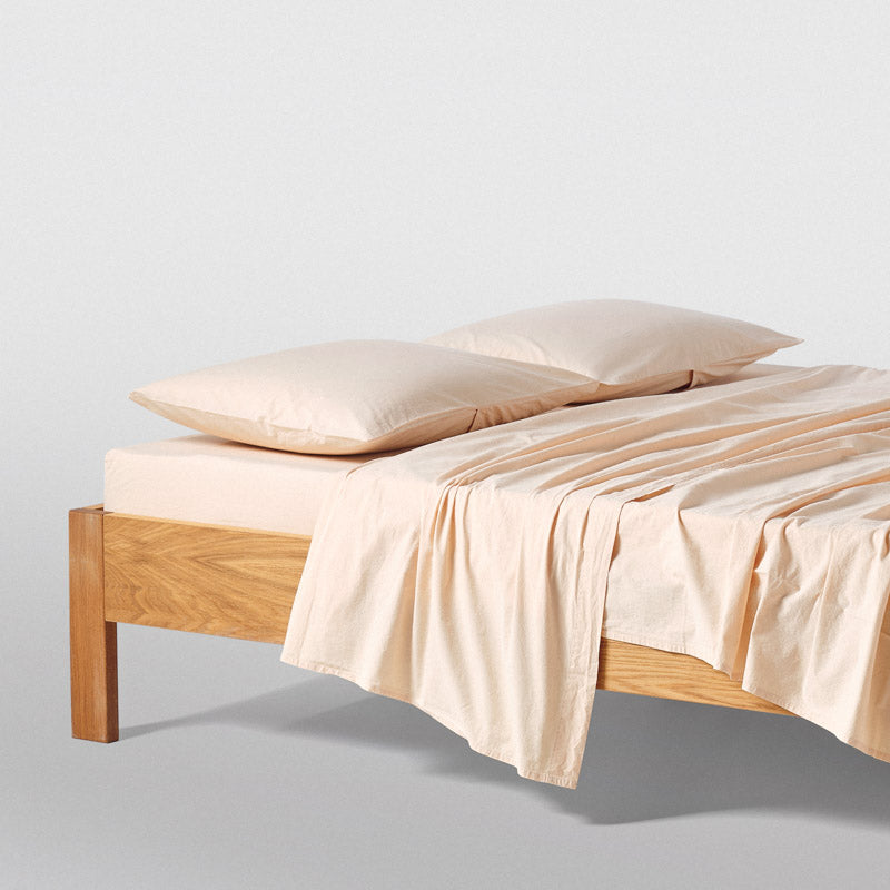 Drap Plat En Percale De Coton Lavé 300 Fils - Jaune Mimosa