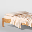 Drap Housse En Percale De Coton Lavé 300 Fils - Jaune Mimosa