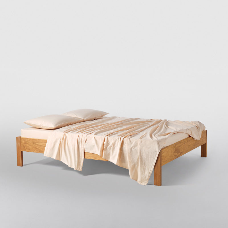 Drap Plat En Percale De Coton Lavé 300 Fils - Jaune Mimosa