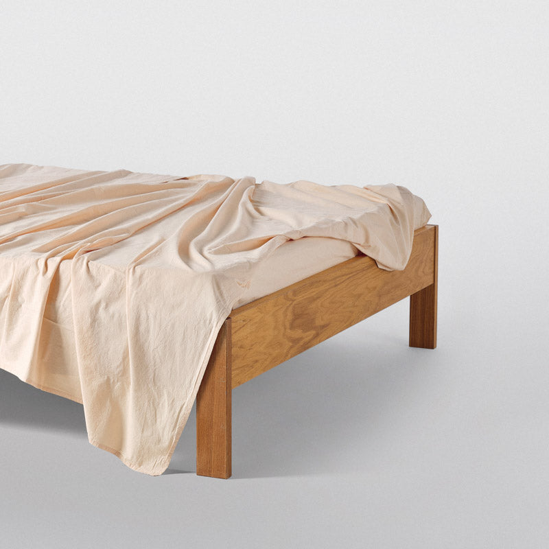 Drap Plat En Percale De Coton Lavé 300 Fils - Jaune Mimosa