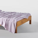 Drap Plat En Percale De Coton Lavé 300 Fils - Lilas