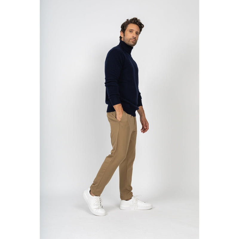 Jersey Marius Navy De Cuello Alto, Jersey, 345 Gr, 100% Cashmere, 4 Hilos - Hombre