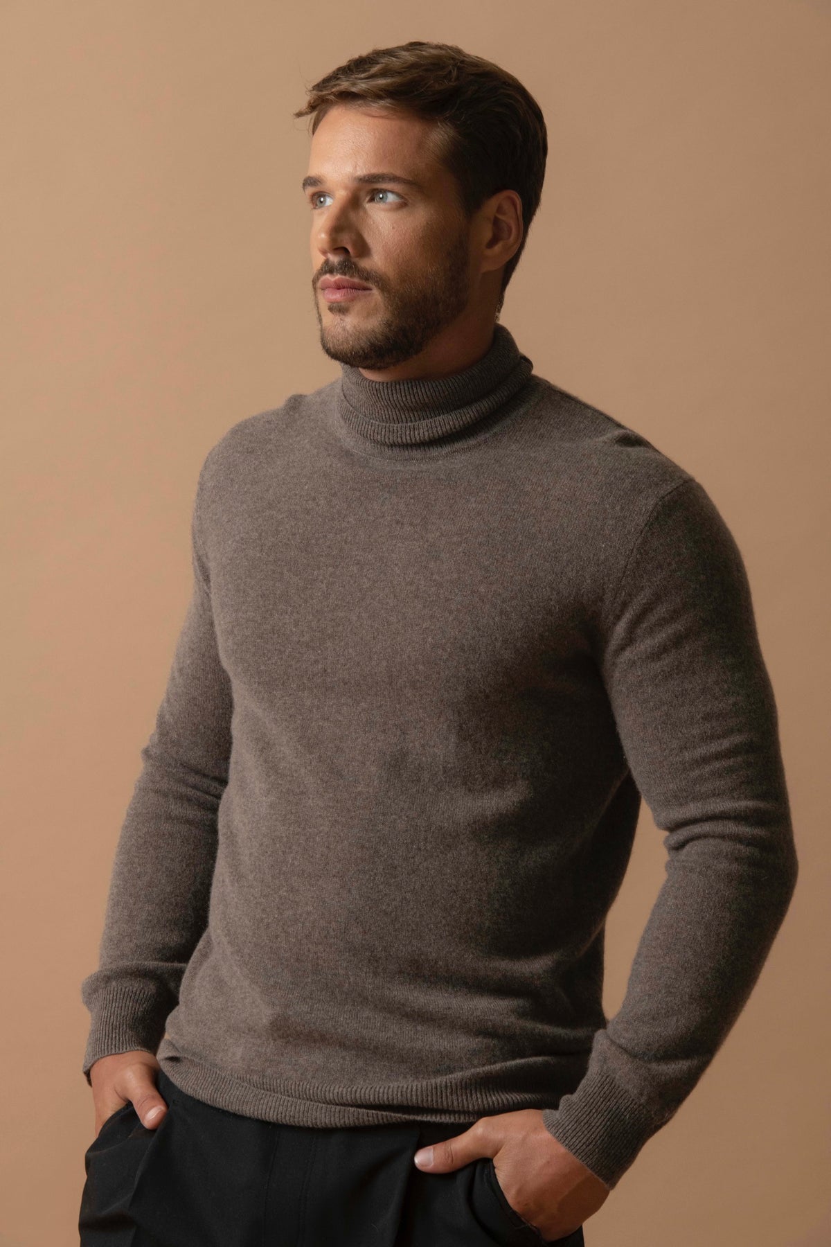 Pull Col Roulé Trevor - Taupe Chiné