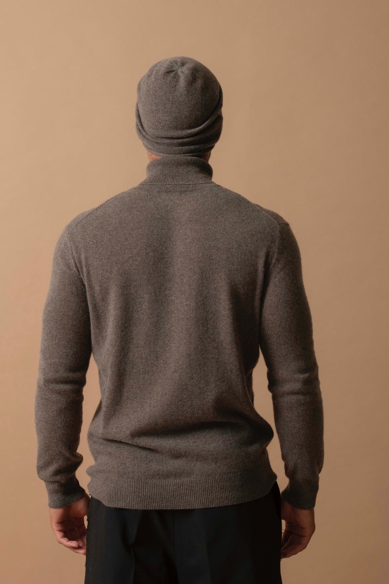 Pull Col Roulé - Trevor - Taupe Chiné