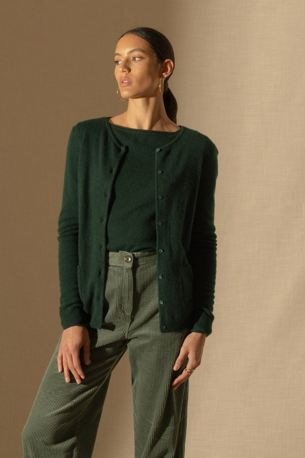 Cardigan met ronde hals Amy - Cipres