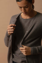 Cárdigan con cuello redondo - Amy - Topo moteado