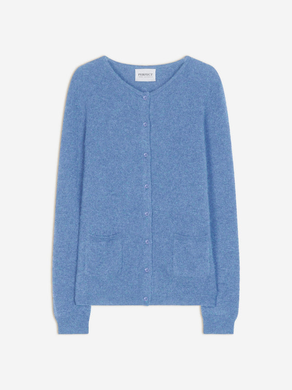 Cardigan girocollo Amy - Celeste