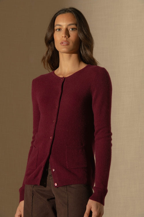 Cardigan Col Rond - Amy - Bordeaux