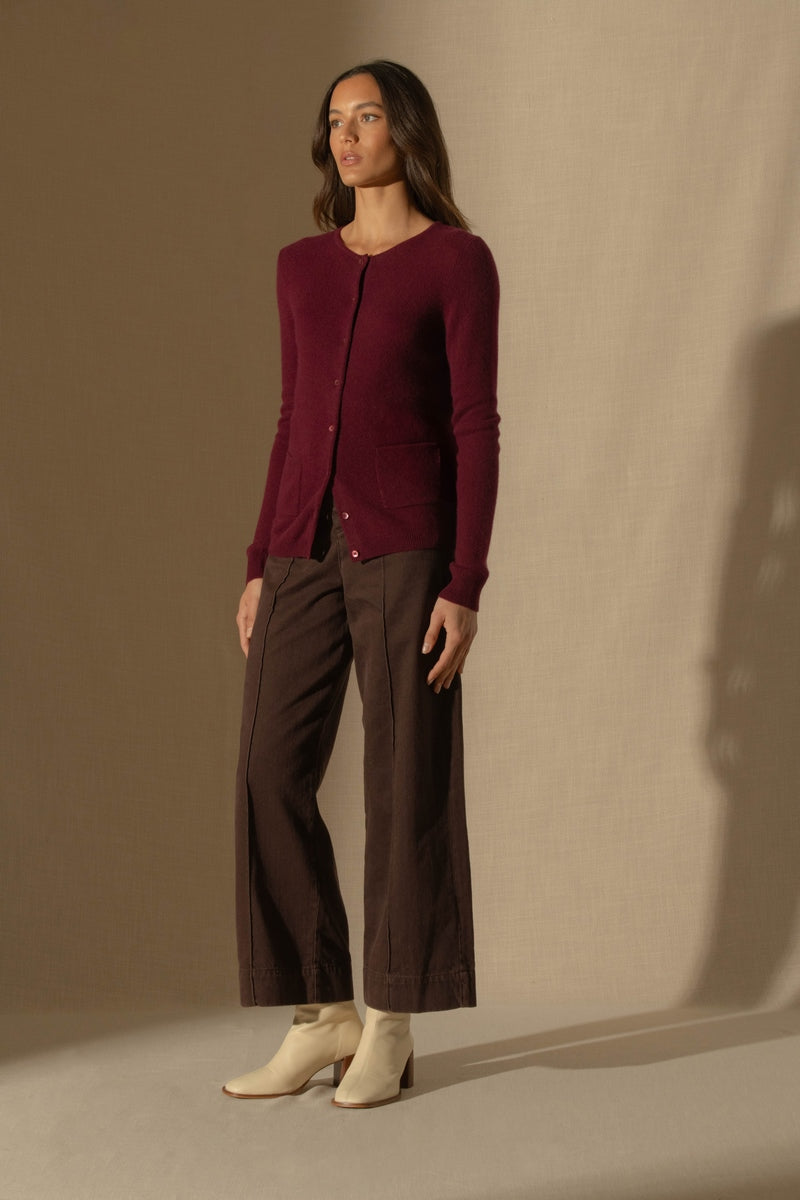 Cardigan Col Rond - Amy - Bordeaux
