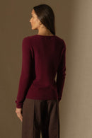 Cardigan Col Rond - Amy - Bordeaux