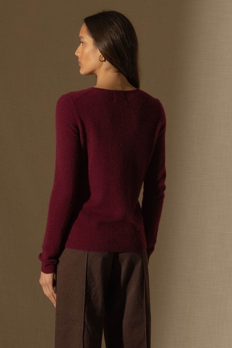Cardigan Col Rond - Amy - Bordeaux
