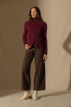Cardigan Col V - Paige - Bordeaux
