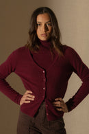 Cardigan Col V - Paige - Bordeaux