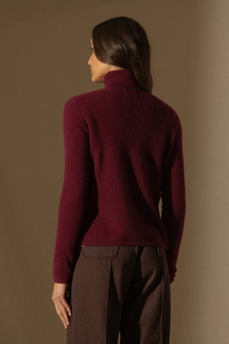 Cardigan Col V - Paige - Bordeaux