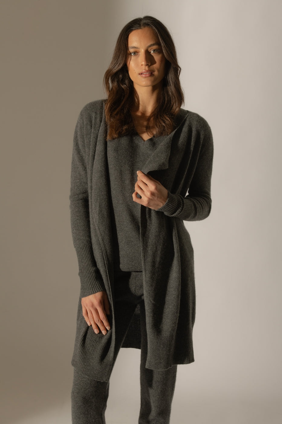 Chaqueta Larga - Abigail - Antracita Jaspeado