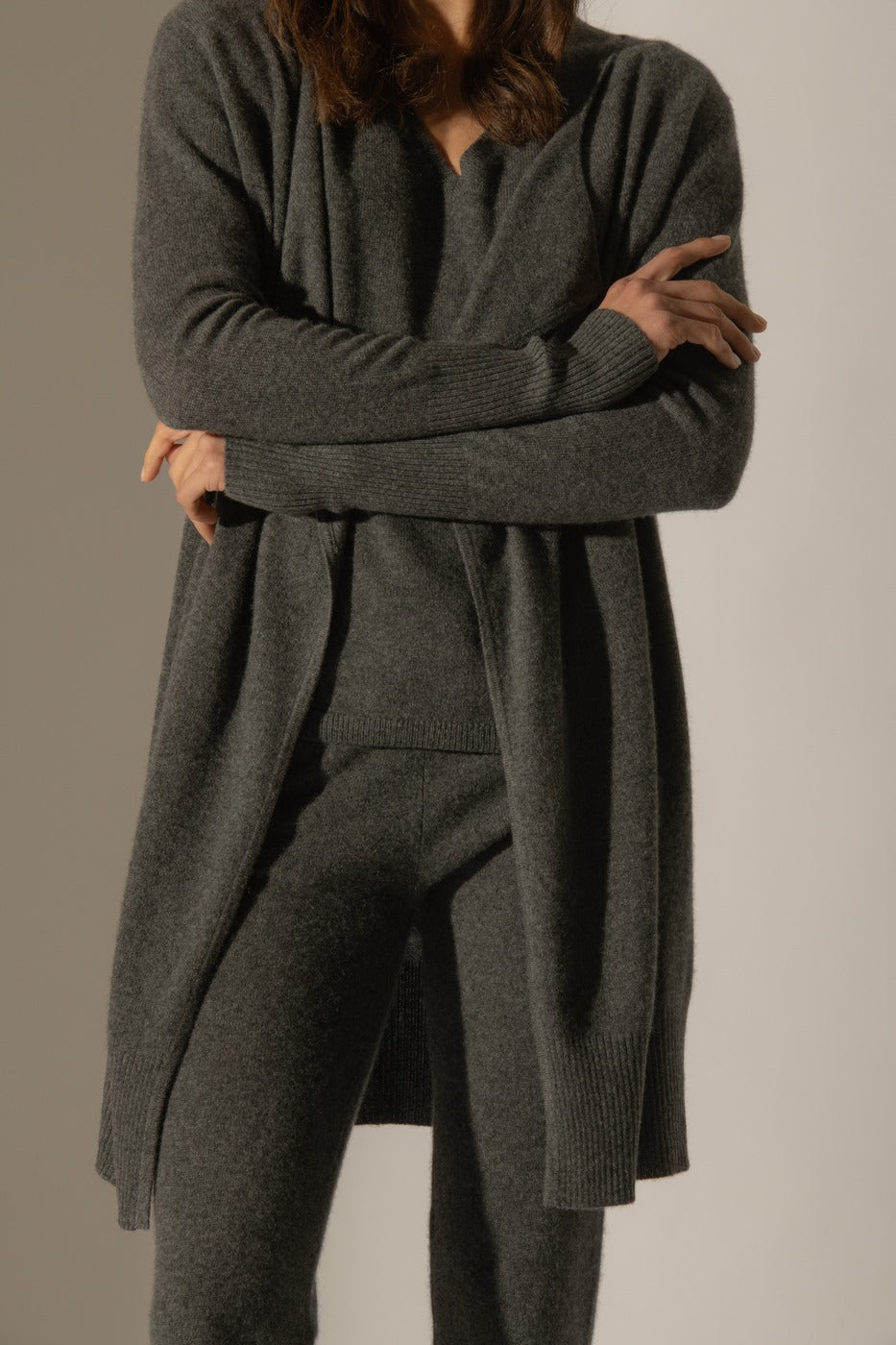Chaqueta Larga - Abigail - Antracita Jaspeado