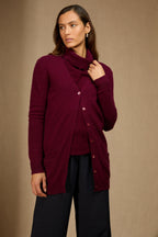 Cardigan Col V Pearl - Bordeaux