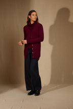 Cardigan Col V Pearl - Bordeaux
