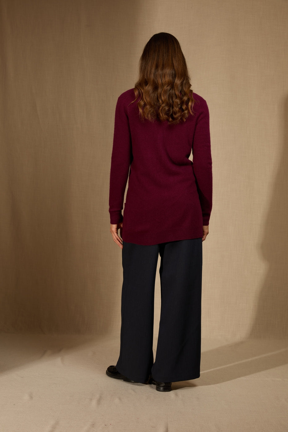 Cardigan Col V Pearl - Bordeaux