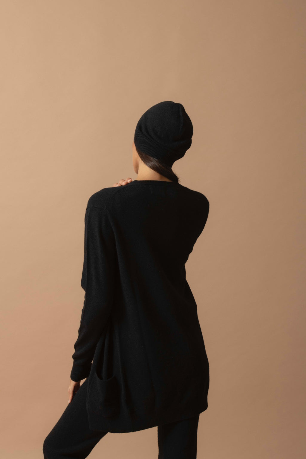 Cardigan Col V Pearl - Noir