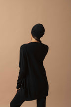 Cardigan Col V Pearl - Noir