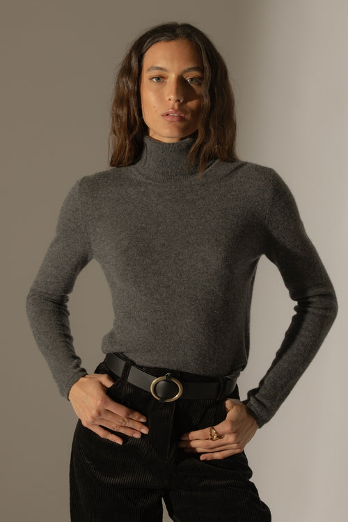 Pull Col Roulé - Ashley - Anthracite Chiné