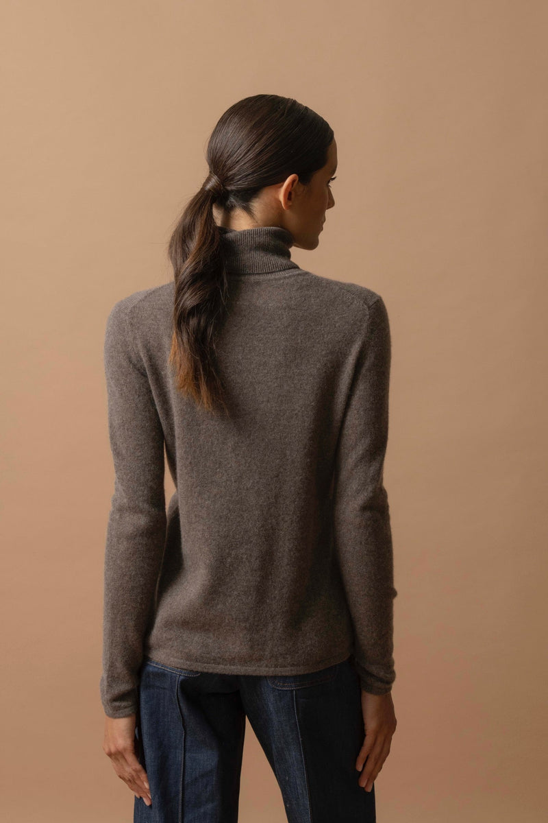 Pull Col Roulé - Ashley - Taupe Chiné