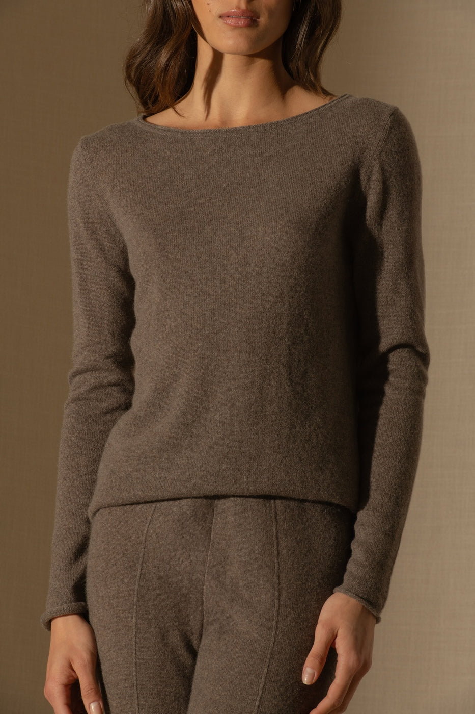 Pull Col Bateau Megan - Taupe Chiné