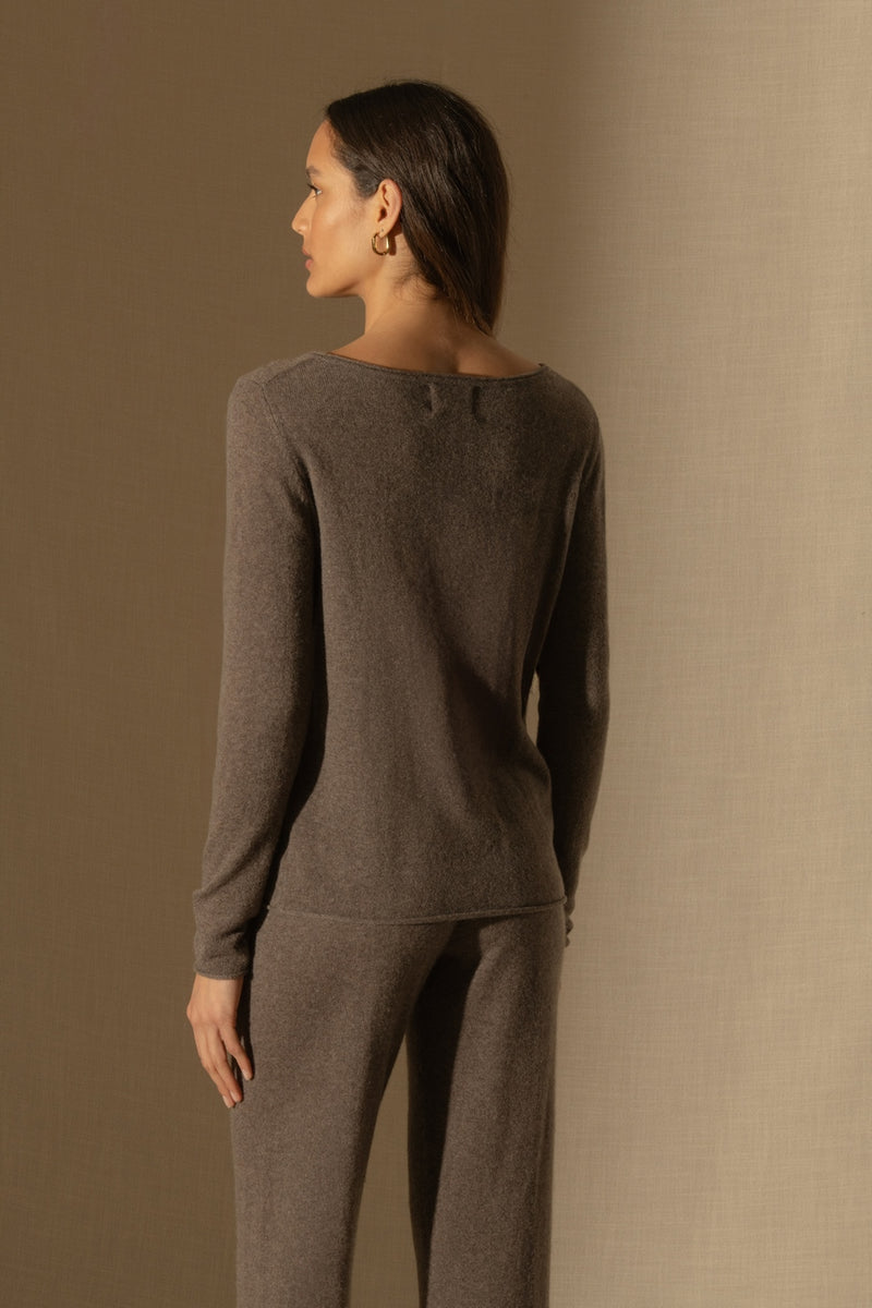 Pull Col Bateau - Megan - Taupe Chiné