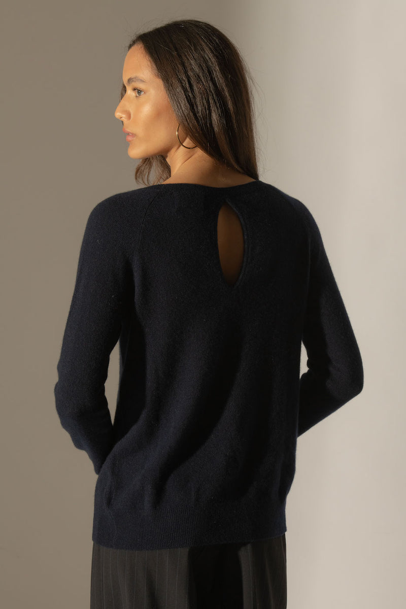 Pull Col Bateau Goutte Dos - Leslie - Navy