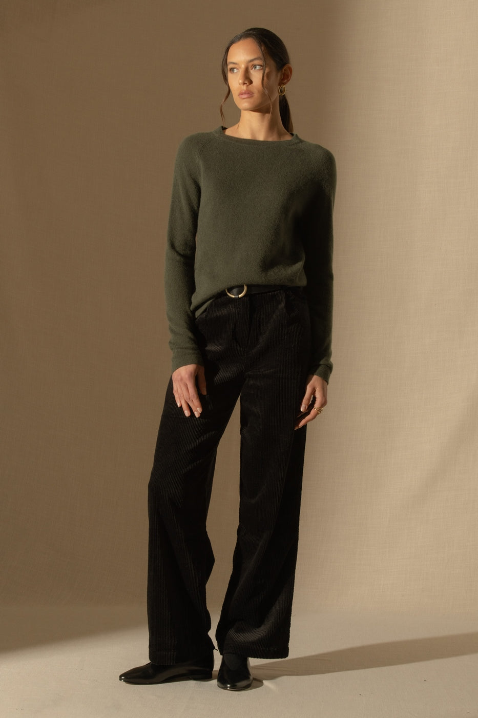 Crew Neck Jumper - Whitney - Khaki