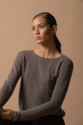 Round Neck Jumper - Oprah - Heathered Taupe