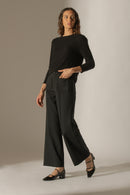 Pull Col Rond Boutonné Dos - Vanessa - Noir