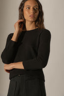 Jersey Cuello Redondo Abotonado Espalda - Vanessa - Negro