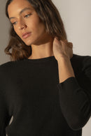 Pull Col Rond Boutonné Dos - Vanessa - Noir