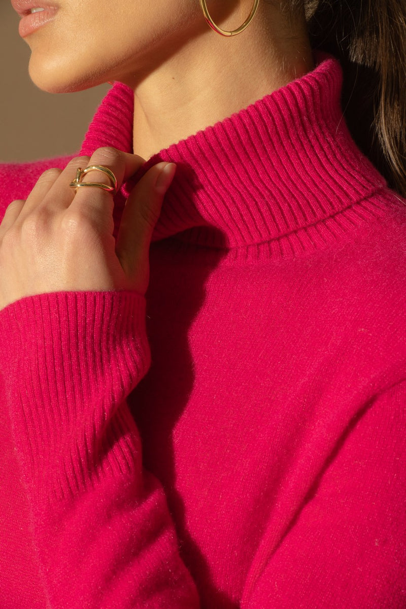 Pull Col Roulé - Tracy - Fuchsia