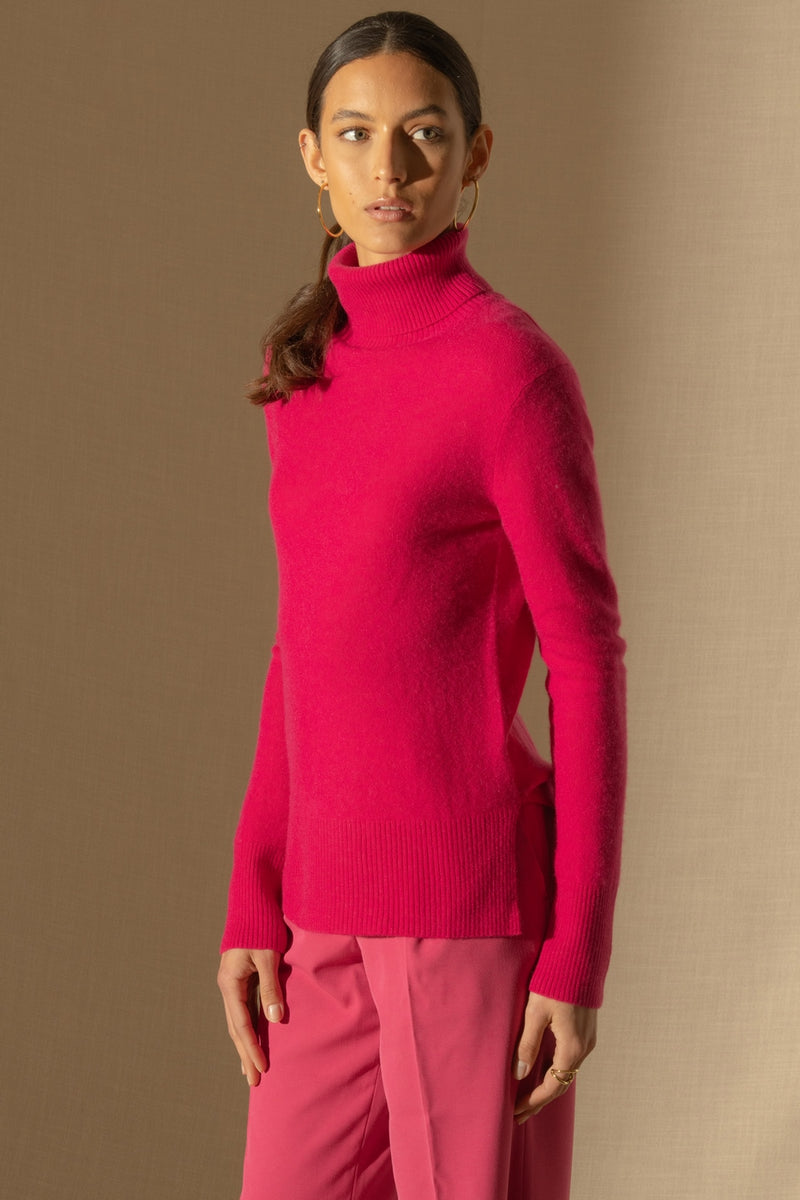 Pull Col Roulé - Tracy - Fuchsia
