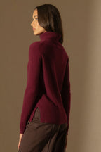 Roll Neck Jumper - Tracy - Burgundy