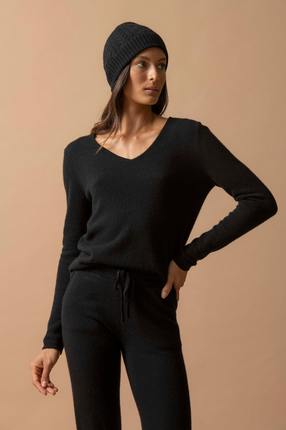 Jersey de cuello en V - Shannon - Negro
