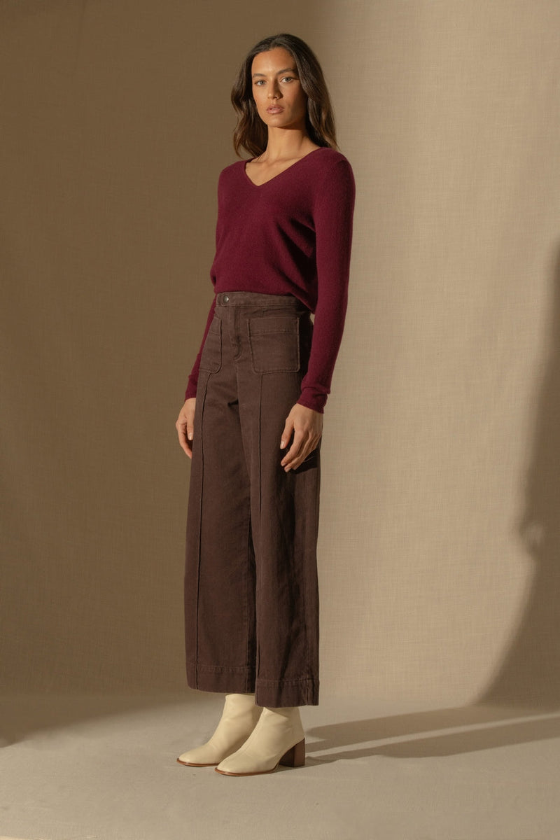 Pull Col V - Shannon - Bordeaux