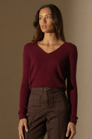 Pull Col V - Shannon - Bordeaux