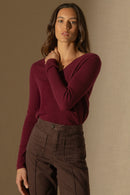 Pull Col V - Shannon - Bordeaux