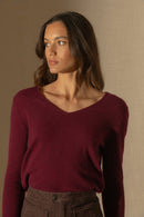Pull Col V - Shannon - Bordeaux
